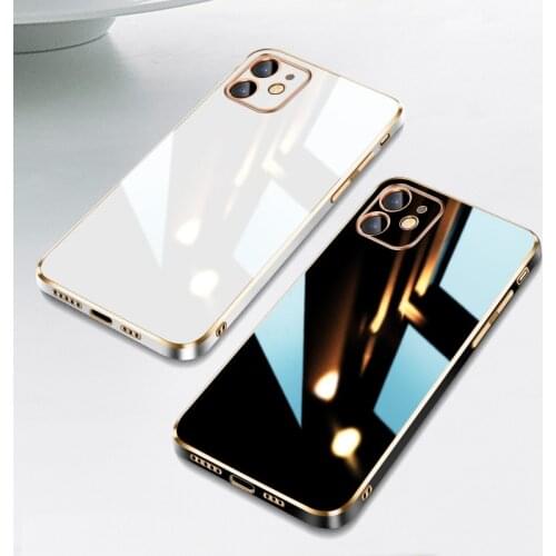 Luxury 6D Plating Square Frame Soft Silicone Case for iPhone 11 12 Pro Max Mini XR X XS 7 8 Plus SE 2020 Bling Phone Back Cover