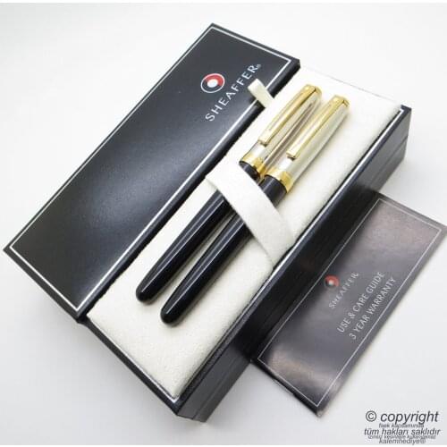 Sheaffer Prelude Palladium Gold Fountain Pen + Roller Pen | İsme Special Pen Set