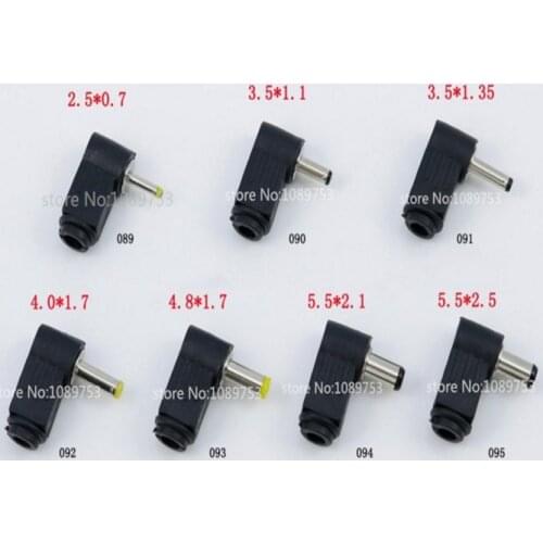 10pcs Male DC Power Plug Connector Angle 90 degree L Shaped plastic 5.5*2.5 5.5*2.1 4.8*1.7 4.0*1.7 3.5*1.35 3.5*1.1 2.5*0.7 mm