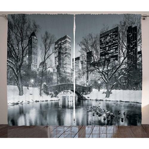 Landscape Curtains Cityscape New York City in Winter Central Park Snowy Buildings Photo Art Living Room Bedroom Window Drapes
