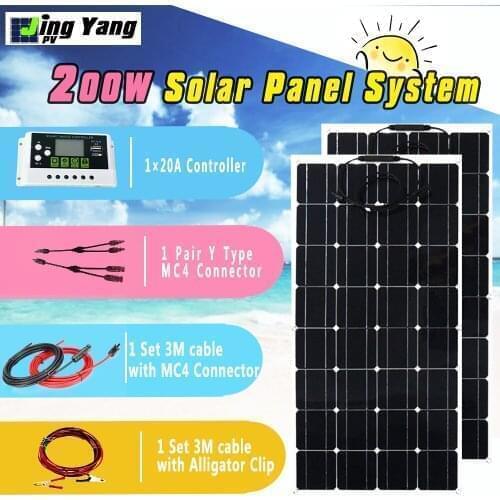 Solar Power System Home 2pcs 100W Solar Panel System 100 Watts / off grid solar kits for home