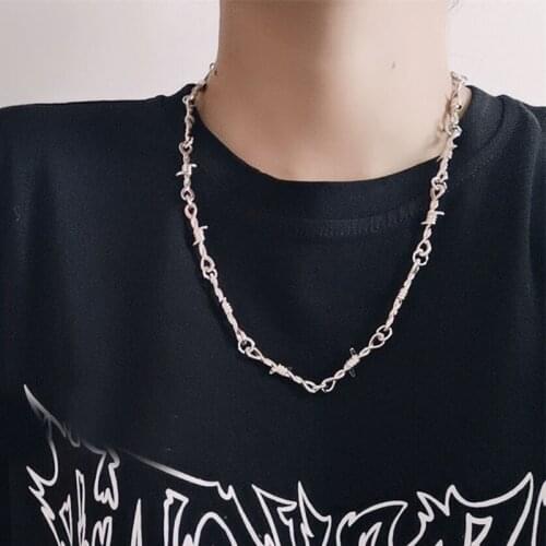 Punk Gothic Wire Brambles Choker Collar for Men Women Hip Hop Neck Chains Little thorns Chain Choker Necklace Goth Jewelry Colar