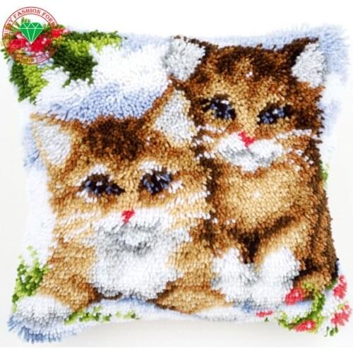 Cut Cat Needlework Cross-stitch cushion Diy Pillowcase sets embroidery stitch thread Latch hook rug kits crochet hooks kits