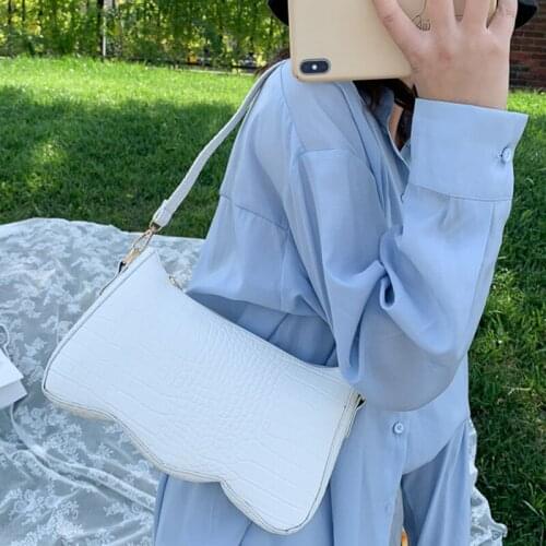 2021 Fashion Alligator Pattern Handbag For Women PU Leather Casual Small Totes Shoulder Bags Female Solid Color Underarm Purse