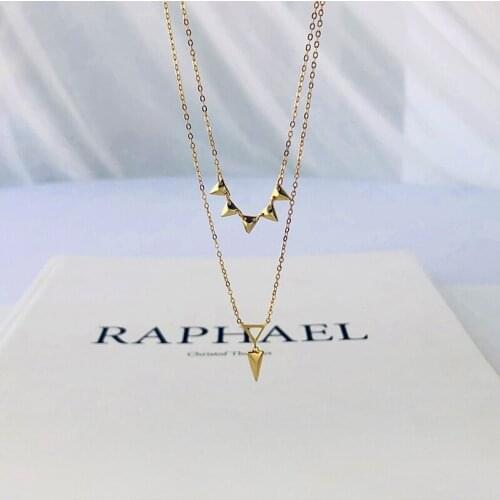 Amaiyllis s925 Sterling Silver 18k Gold Double Layer Clavicle Necklace Pendant Geometry Necklace Accessories For Female