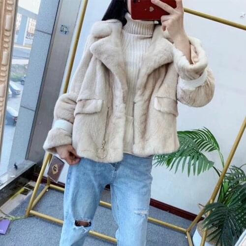Real Mink Fur Women Medium long Coat Female detachable sleeves stand coollar Mandarin Collar good quality Real Mink Fur Jacket