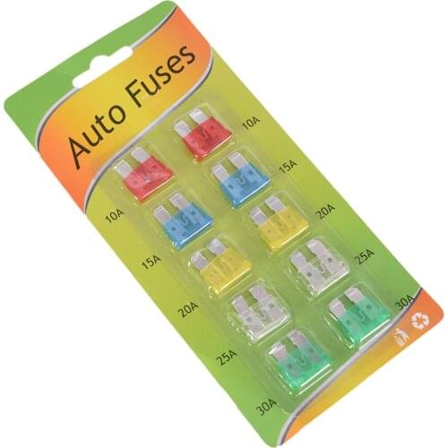 10PCS/lot Car Insurance Insert 10-30A fuse 10-30A Trendy Car Fuse Insurance Pieces Set Durable Zinc Alloy Safety Film