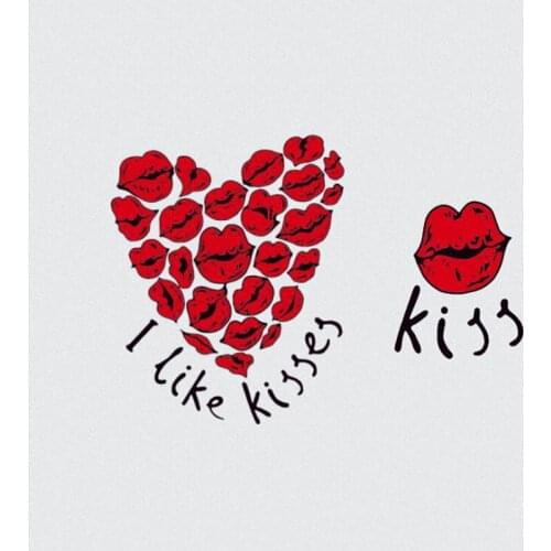 20pcs Sexy Lips parches ropa Printed Patches Vinyl Patch Heat Transfer Iron On Appliques T-shirt Dress Jeans Jacket Patchwork