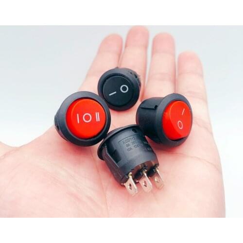 5PCS Round Black KCD1 red 3Pin SPST 3 Position ON-OFF-ON 2 Position ON-OFF Rocker Boat Switch 6A 220V 10A 125V NO LED 20mm