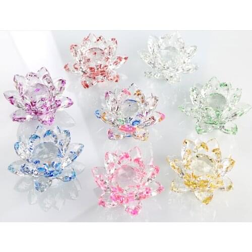 60mm-100mm Crystal Lotus Flower Crafts wedding decoration Fengshui Ornaments Craft Gift Home Decoration Ornaments Wedding Gifts