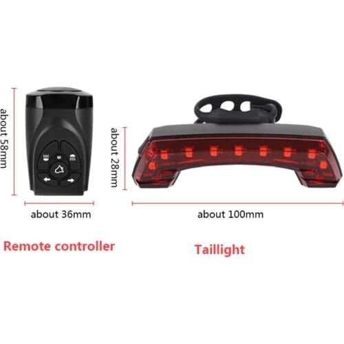 Wireless Remote Control Steering Taillight with Horn Bicycle Safety Cycling Warning Lights USB Charge Tail Light LED Turn Signal
