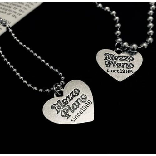 Vintage Love Pendant Necklace English Chain Clavicle Chain Trendy Man Hip Hop Necklace Men and Women Couple Sweater Chain