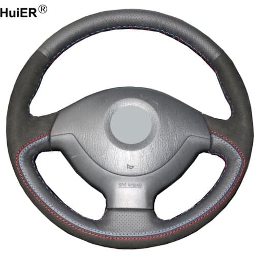 Hand Sewing Car Steering Wheel Cover Suede Cow Leather Volant Stuurhoes For Suzuki Jimny 2007 2008 2009 2010 2011 2012 2013 2014