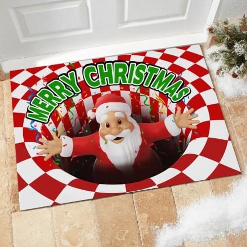 Flannel Outdoor Carpet Christmas Decorate Rug For XMAS Home Welcome Doormats Anti-Slip Bathroom Carpets Absorb Water Kitchen Mat