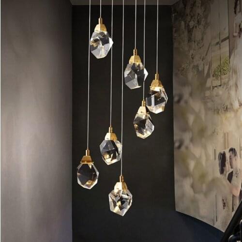 Postmodern Crystal Kitchen Hanging Lights Nordic Restaurant Dining Room Bar Luxury Led Pendant Lights Fixtures Indoor Hanglamp