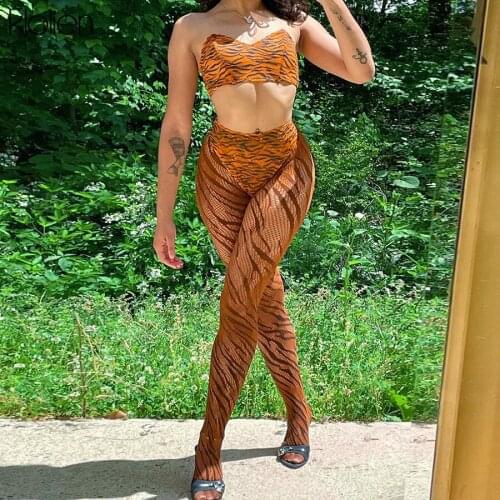 KLALIEN Women High Waist Slim Stretch Skinny Print Pantyhose Leggings Autumn New Street Clubwear Female Trousers Y2K 2021 Hot