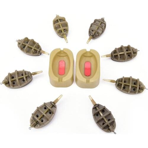 Hot Inline Method Carp Fishing Feeder Lead Set 4 Feeders Mould Kit Plastic Baiting Tools Accessories DO2