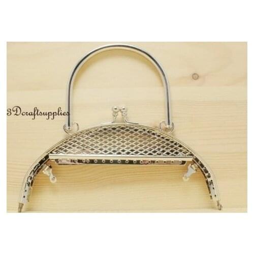 Metal frame sewing bag purse frame clasp 6 1/4 inch silver D49