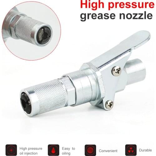Grease Gun Coupler Quick Lock On Release Fitting 1/8" NPT Self-Locking Two Press Heavy Duty High Resistence Jaw +Grease Gun Hose