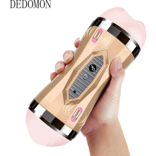 Portable Double Hole Pussy Male Masturbator Soft TPE Oral Vaginal Sex Masturbation Cup Real Vagina Sex Toys for Men