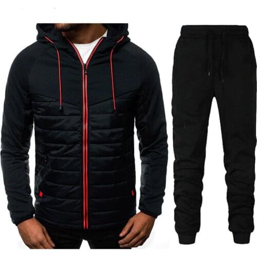 2021 Mens Sets Zipper Hoodie+Pants Two Pieces Casual Sports Sweatpants Men Sportswear Outfit Male Suit Clothing