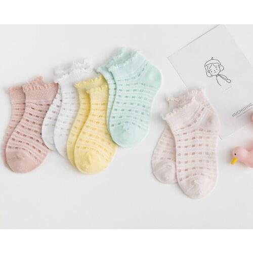 5Pairs/lot Baby Socks Summer Cotton Plaid Thin Kids Socks Solid Colorful Girls Mesh Cute Newborn Boy Toddler Socks Baby