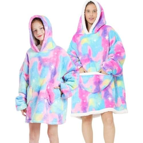 Women Girl TV Blanket Winter Warm Hood Sweatshirt Long Sleeve Animal Pajamas Family Look Homewear Sleepwear Mommy And Me Clothes