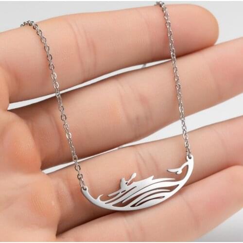 Kayaking Neckalces Sports Engraved Stainless Steel Beach Necklace Handmade Jewelry for Women Men Surfing Boating Collares