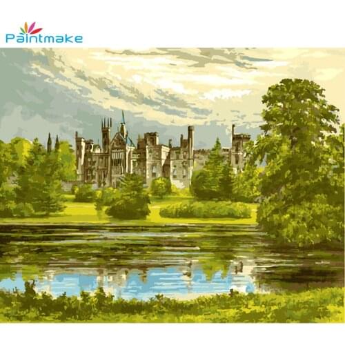 Paintmake Landscape DIY Painting By Numbers Drawing Kits Tree forest Oil Painting On Canvas For Home Decor Art GX9555