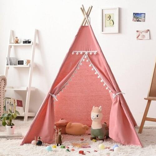Childrens Fold Tent Toys for Kids Portable Tipi Infantil House for Infant Outdoor Tents Decoration Carpet Wood Play House Toy