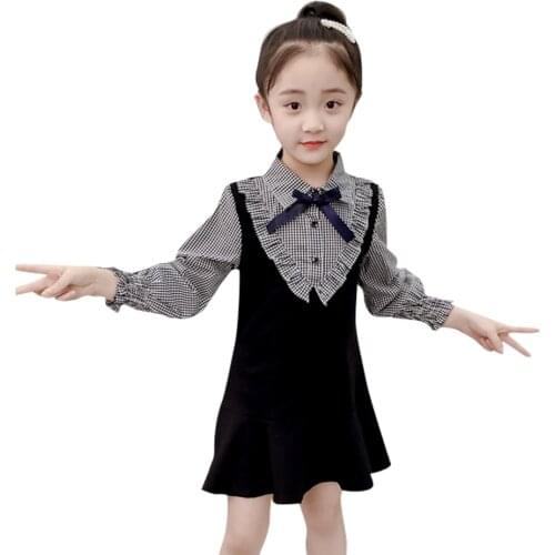 Girl Dresses Plaid Pattern Girl Dress Spring Autumn Dress Kids Casual Style Costume Girl 6 8 10 12 14