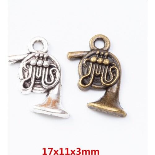 80 pieces of retro metal zinc alloy Trumpet pendant for DIY handmade jewelry necklace making 7227