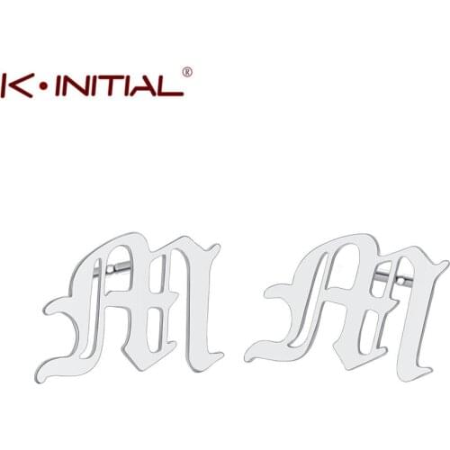 Kinitial Stainless Steel Letter M Stud Earrings for women Cute Korean Earrings for Girl wedding Minimalist Ear Jewelry Drop Ship