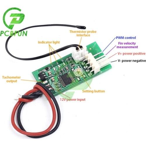 DC 12V PWM Temperature Detector Probe 4 Wire Temperature Controller Fan Speed Controller Regulation Governor for Fan Alarm STK
