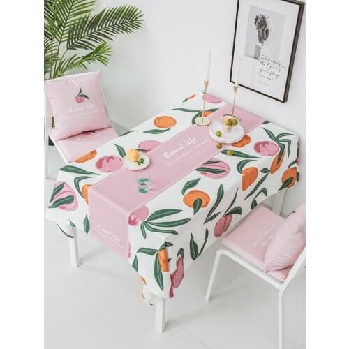 Honey peach tablecloth art decoration cotton linen simple modern waterproof thicken table cloth cover