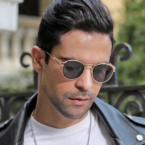 2021 Trendy Retro Round Sunglasses Fashion Small Frame Spring Double Beams Vintage Punk Sun Glasses Luxury Brand Designer Uv400