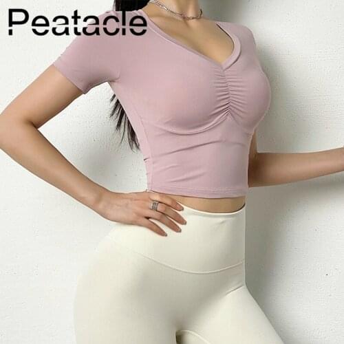 Peatacle Short Sleeve Sports T-shirt Womens Quick Dry Fitness Clothes Running Training Yoga Tops Summer Gym Shirt 2020 Sexy