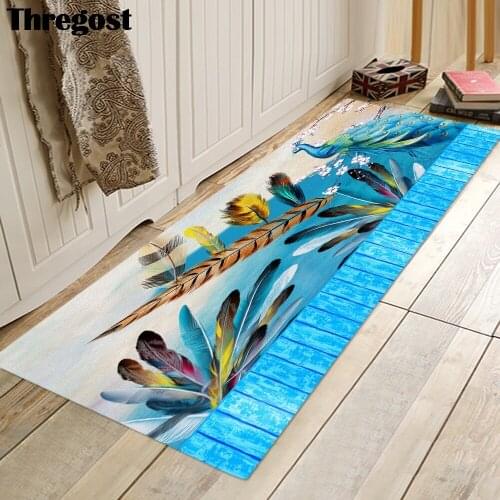 Thregost Printed Rugs for Bedroom Indoor Doormat Long Kitchen Carpet Washable Mats Absorbent Carpets for Living Room