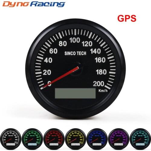 Universal 85mm GPS Speedometer 200km/h Speed Gauge Meter With 7 Colors Backlight 12V 24V With LCD For Car Truck Boat Motor