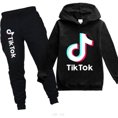 Spring Autumn Various Colors Tik Tok Boys Girls Kids Hoodie + Pants 2pcs Clothing Set Sweatshirt Trousers Hoody Clothes