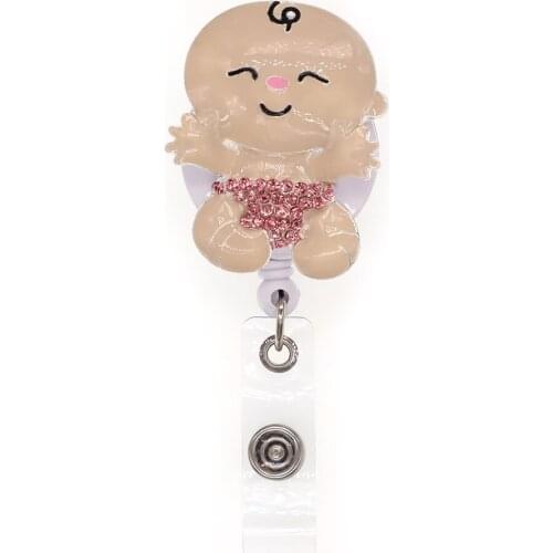 10pcs Cartoon Neonatal Baby Retractable ID Badge Holder Medical For NICU Nurse Badge Reels Rhinestone Customized Design