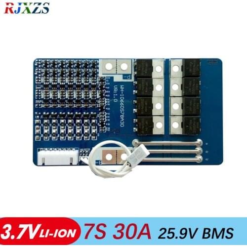 7S 30A 25.9V 29.4V li-ion BMS PCM battery protection board bms pcm with balancing for LicoO2 Limn2O4 24V li battery