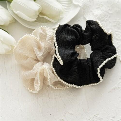 Woman Elegant Rim Pearl Hair Scrunchie Women Rubber Band Ponytail Holders Korean Hair Ties Lady Hair Accessories Ornament