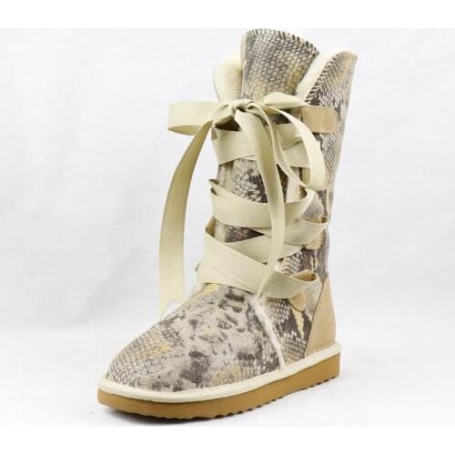 UVWP Free Shipping Hot Sale Womens Snow Boots 100% Genuine Leather High Boots Warm Winter Boots Womens Shoes Long Boots