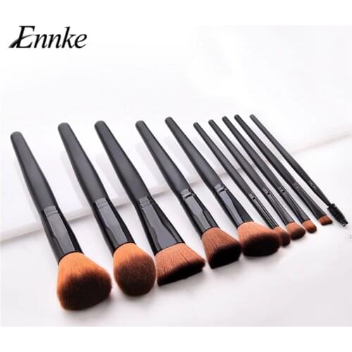 10pcs Makeup Brush Powder Foundation Blusher Make Up Brush Nylon Hair Wood Handle Classic Makeup Brushes Set