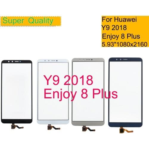 10Pcs/lot Touchscreen For Huawei Y9 2018 Enjoy 8 Plus Touch Screen Panel Sensor Digitizer Front Glass Outer Lens 5.93"