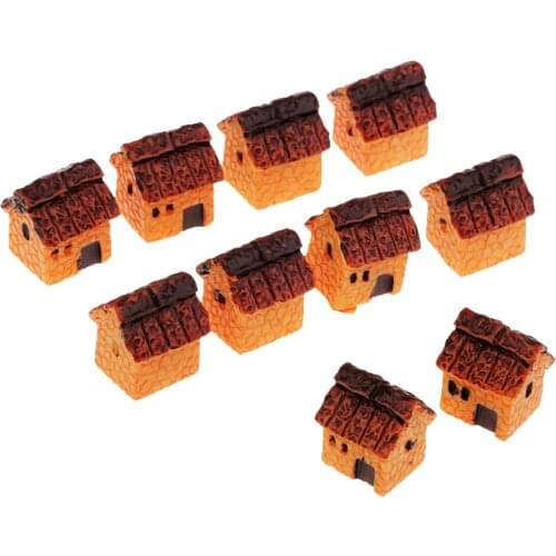 10 Pieces Garden Miniature House Figurine Craft Micro Landscape Ornament