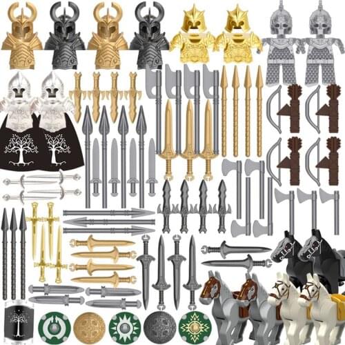 106Pcs Custom Medieval Ancient Ancient Rome Greek Egypt Style Building Block Figure Military Weapon Helmet Armor Kit