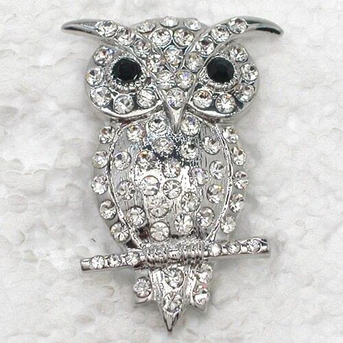12pcs/lot Wholesale Fashion brooch Rhinestone Owl Pin brooches Corsage Mens Woman Accessories C101045