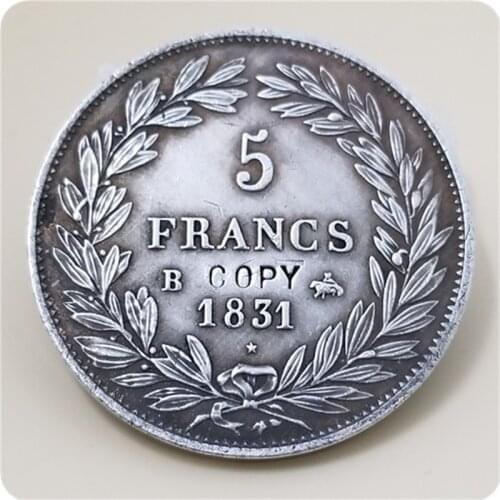 1831B FRANCE 5 FRANCS LOUIS PHILIPPE I COIN COPY FREE SHIPPING